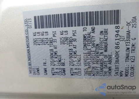 2023 Nissan Rogue Sv Fwd from USA, damaged, VIN 5N1BT3BA0PC861948